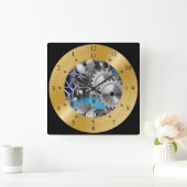 Time Machine Clock ~Space/Time Continual ~ Quadratische Wanduhr (Zuhause)
