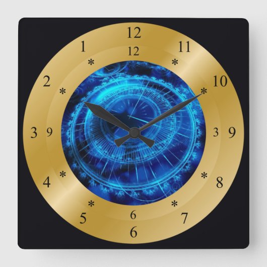 Time Machine Clock ~ Space-Time Continuum ~~ Quadratische Wanduhr (Vorderseite)