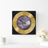 Time Machine Clock ~ Space Wormhole ~ Time Warp ~ Quadratische Wanduhr (Zuhause)