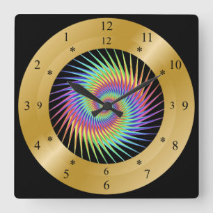 Time Machine Clock ~ Spiral Vortex ~ Time Warp ~ Quadratische Wanduhr
