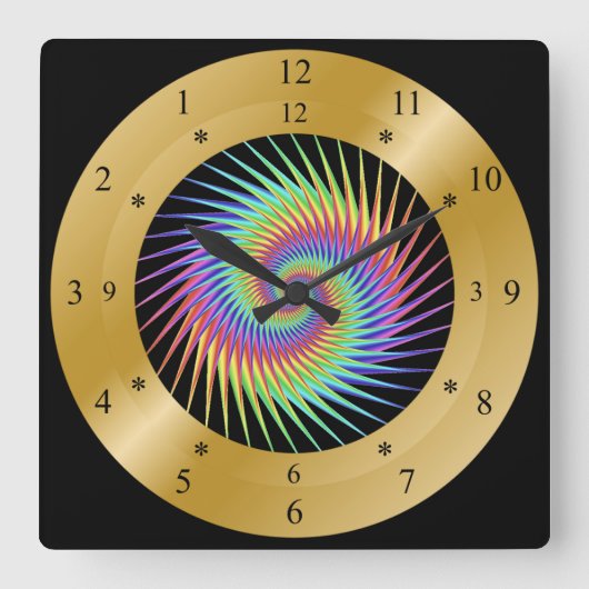 Time Machine Clock ~ Spiral Vortex ~ Time Warp ~ Quadratische Wanduhr (Vorderseite)