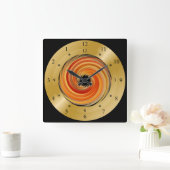 Time Machine Clock ~ Spiralvortex Orange ~ * ~ Quadratische Wanduhr (Zuhause)