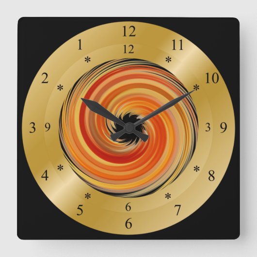 Time Machine Clock ~ Spiralvortex Orange ~ * ~ Quadratische Wanduhr (Vorderseite)
