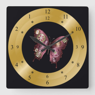 Time Machine Clock ~ Steampunk~ Butterfly ~ Geber Quadratische Wanduhr