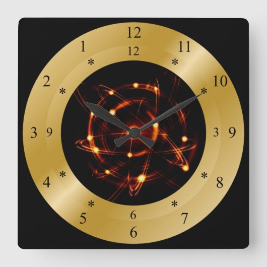 Time Machine Clock ~ Time Warp Light Halo ~ * ~ Quadratische Wanduhr (Vorderseite)