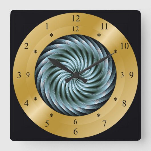 Time Machine Clock ~ Time Warp Whirlpool ~ Quadratische Wanduhr (Vorderseite)