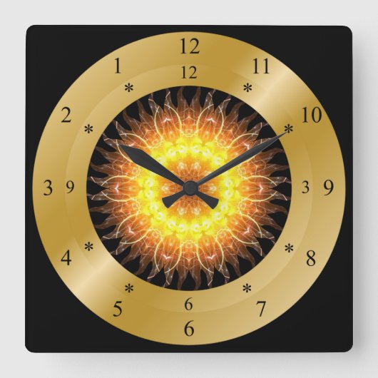 Time Machine Clock Toasted Sun Quadratische Wanduhr (Vorderseite)