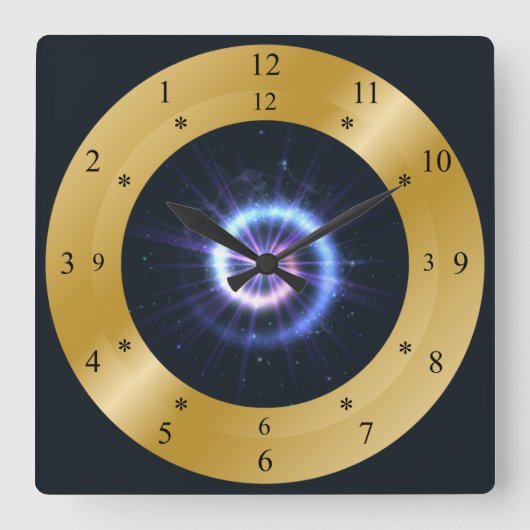 Time Machine ~ Energy Blue Spiral ~ Zeitreise Quadratische Wanduhr (Vorderseite)