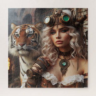 Time Machine Junges Mädchen und Tiger 80-2 Poster Puzzle