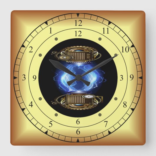 Time Machine Portal ~ Time/Space/ Continuum ~ Quadratische Wanduhr (Vorderseite)
