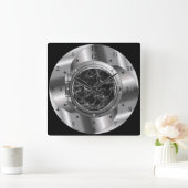 Time Machine Portal ~XZZ 01~Time/Space/Continuum ~ Quadratische Wanduhr (Zuhause)