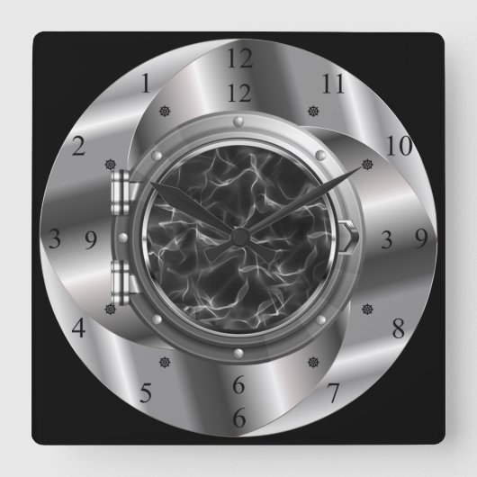 Time Machine Portal ~XZZ 01~Time/Space/Continuum ~ Quadratische Wanduhr (Vorderseite)