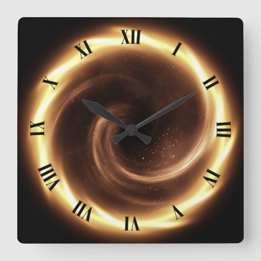Time Machine ~ Spiralfeuer Vortex ~ Zeitportal ~ Quadratische Wanduhr (Vorderseite)