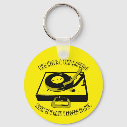 Time Machine Vinyl Record Player Turntable Schlüsselanhänger (Vorderseite)