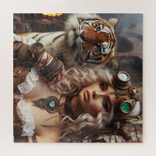 Time Machine Young Girl and Tiger 80-2 Poster Puzzle (Horizontal)