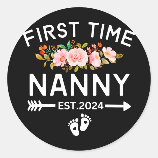 Time Nanny Est 2024 auf neue Ba Runder Aufkleber (Vorderseite)