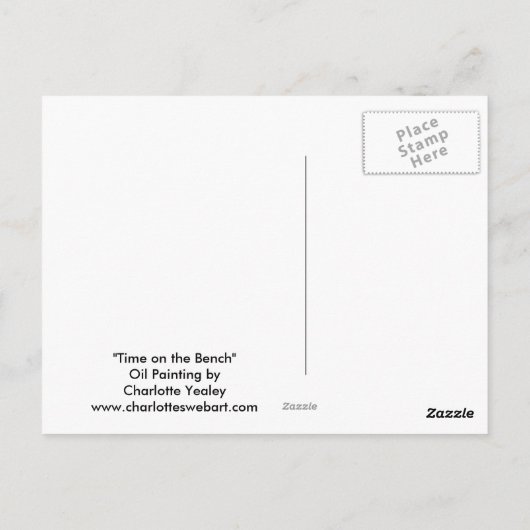 "Time on the Bench" Vervielfältigung Kunst, Dichtu Postkarte (Rückseite)