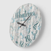 Time Rustic Wood Funny Retirement Lake Zuhause Große Wanduhr (Winkel)