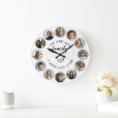 Time Spent With Family Quote 12 Photo Collage Große Wanduhr (Zuhause)