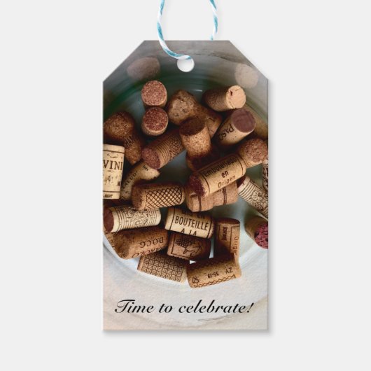 Time to Celebrate Wine Corks Geschenkanhänger (Vorderseite)