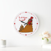 Time to Eat Funny Chicken Lovers Hen Wall Clock Große Wanduhr (Zuhause)