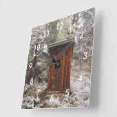 TIME TO GO! OUTHOUSE WALL CLOCK WINTER SCENE QUADRATISCHE WANDUHR (Winkel)