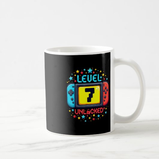 Time To Level Up 7 Unlocked 7th Birthday Boy Video Kaffeetasse (Rechts)