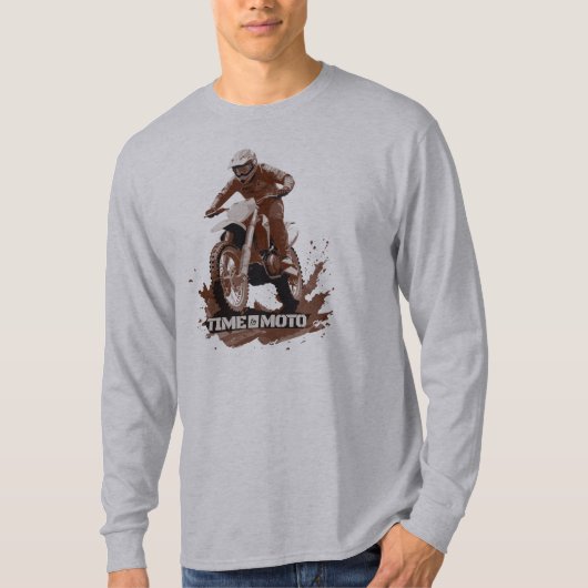 Time to Moto Dirt Bike Grafik Langarm T-Shirt (Vorderseite)