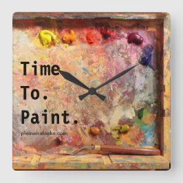 Time To Paint Artist Palette Studio Wall Clock Quadratische Wanduhr