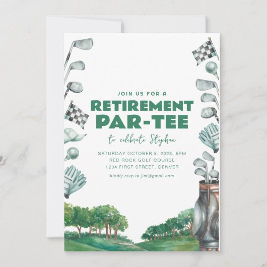 Time to Par-T-Shirt Golf Rentirement Party Einladu Einladung (Vorderseite)