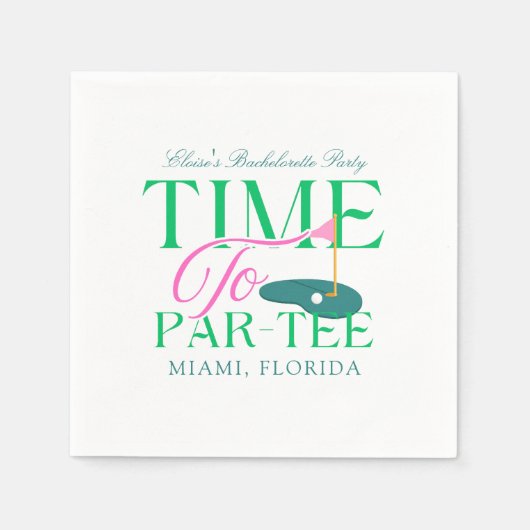 Time to Par-Tee Golf Bachelorette Serviette (Vorderseite)