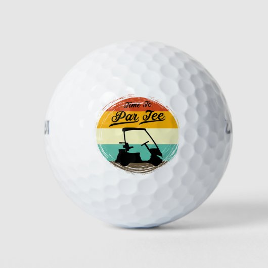 Time to Par Tee – Retro Golf Cart Humor Design Golfball (Vorderseite)
