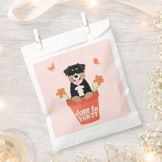 Time To Pawty Australian Shepherd Dog Geschenktütchen (Ausgeschnitten)
