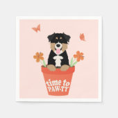 Time To Pawty Australian Shepherd Dog Serviette (Vorderseite)