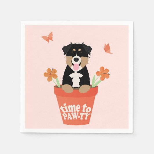 Time To Pawty Australian Shepherd Dog Serviette (Vorderseite)