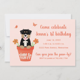 Time To Pawty Australian Shepherd Hunde Einladung