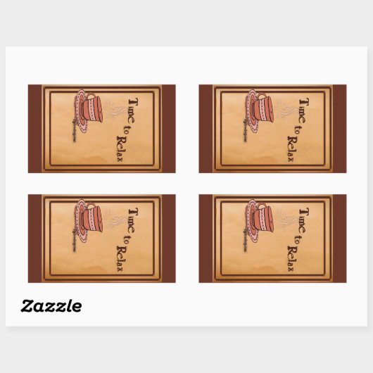 Time to Relax brown Rectangular Sticker Label (Blatt)