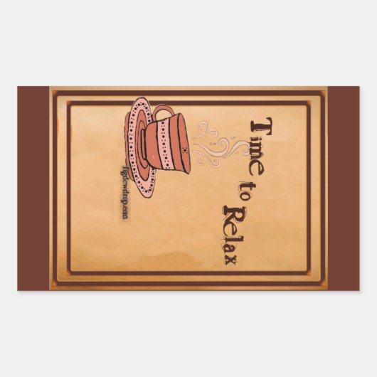 Time to Relax brown Rectangular Sticker Label (Vorderseite)
