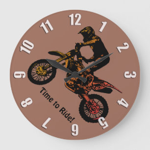 Time to Ride! - Motocross Racing Große Wanduhr