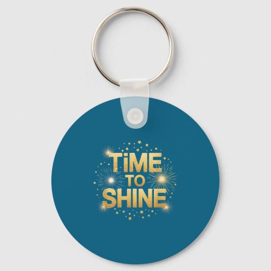 Time To Shine Motivational Sparkle Design With Sta Schlüsselanhänger (Vorderseite)