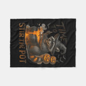 Time To Stir T Funny Raccoon Retro Halloween Anima Fleecedecke (Vorderseite (Horizontal))