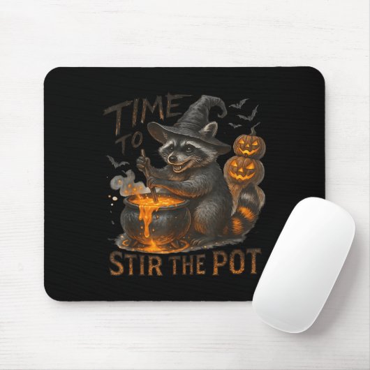 Time To Stir T Funny Raccoon Retro Halloween Anima Mousepad (Mit Mouse)