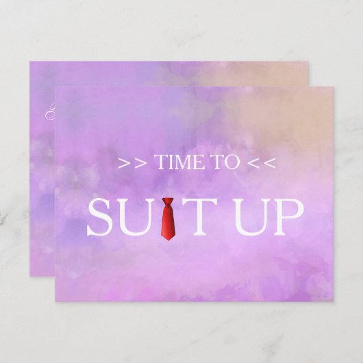 Time to Suitup Blur Background Red Tie Invitation Einladung (Vorne/Hinten)