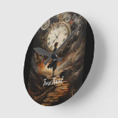 Time Travel Steampunk Wall Clock - Fantasy Art Clo Runde Wanduhr (Winkel)