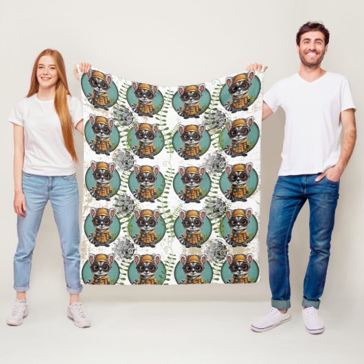 Time Traveller Lemur Muster Fleecedecke (Beispiel)