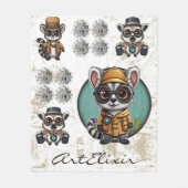 Time Traveller Lemur Print Fleecedecke (Vorderseite)