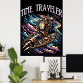 Time Traveller - Steampunk Space Adventure Poster (Heimbüro)