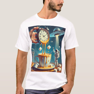 Time Tropfens & Cosmic Sips - Surreal Coffee Dream T-Shirt