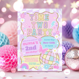 Time Two Party Groovy Preppy Varsity 2. Geburtstag Einladung