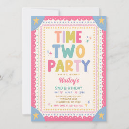 Time Two Party Whimsical Mädchen 2. Geburtstagsfei Einladung